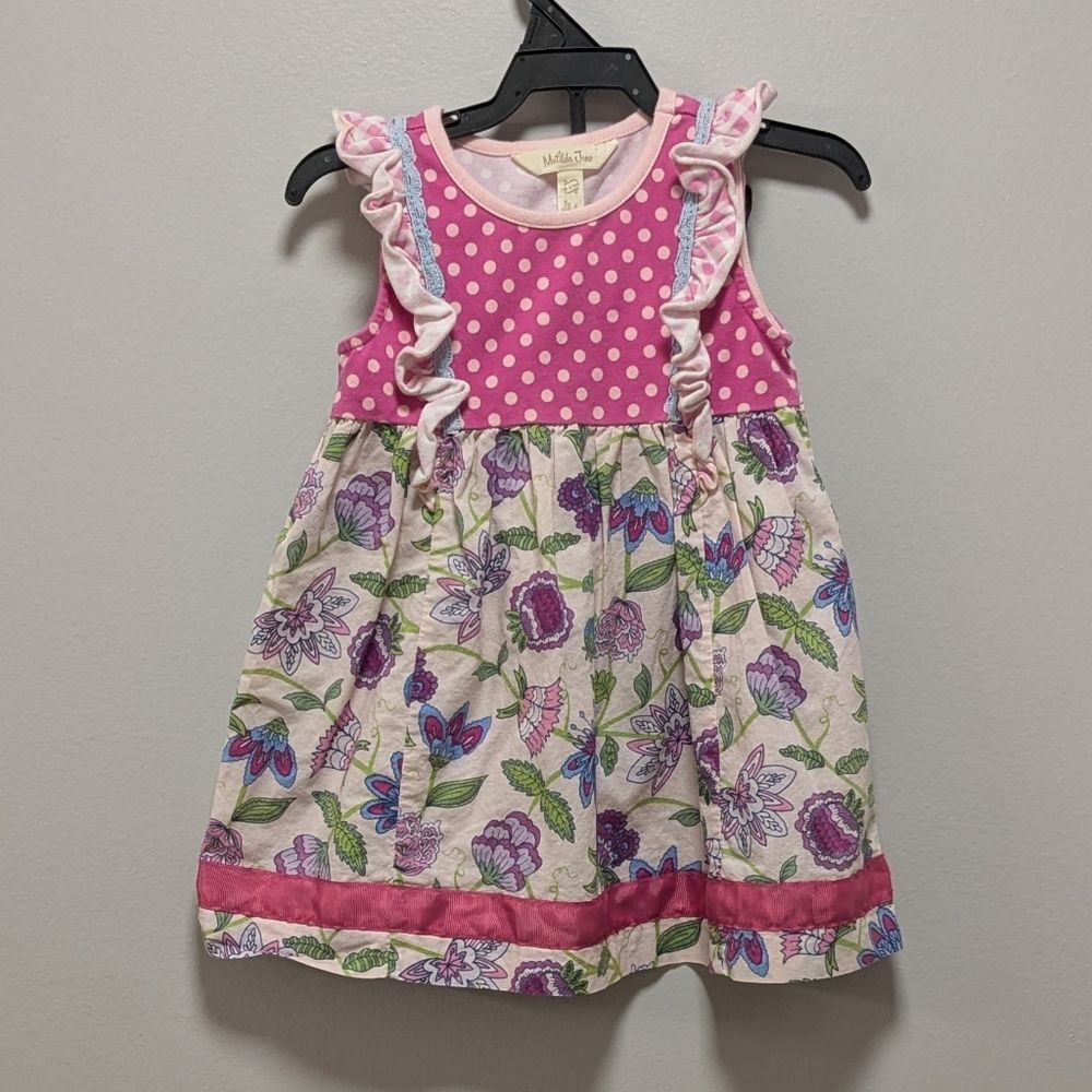 Matilda Jane Dots Of Love Floral Ruffle Dress Pink Polka Dot 18–24 Months